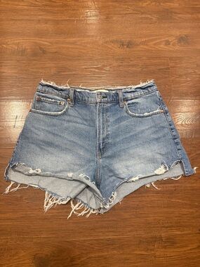 Abercrombie & Fitch Distressed Light Blue Denim Shorts